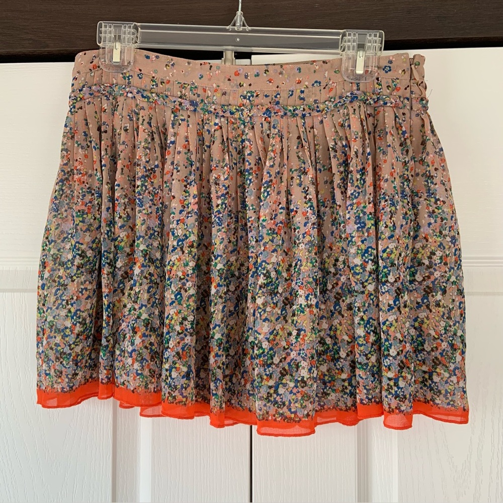 American Eagle floral chiffon skirt with orange trim.  Size 6